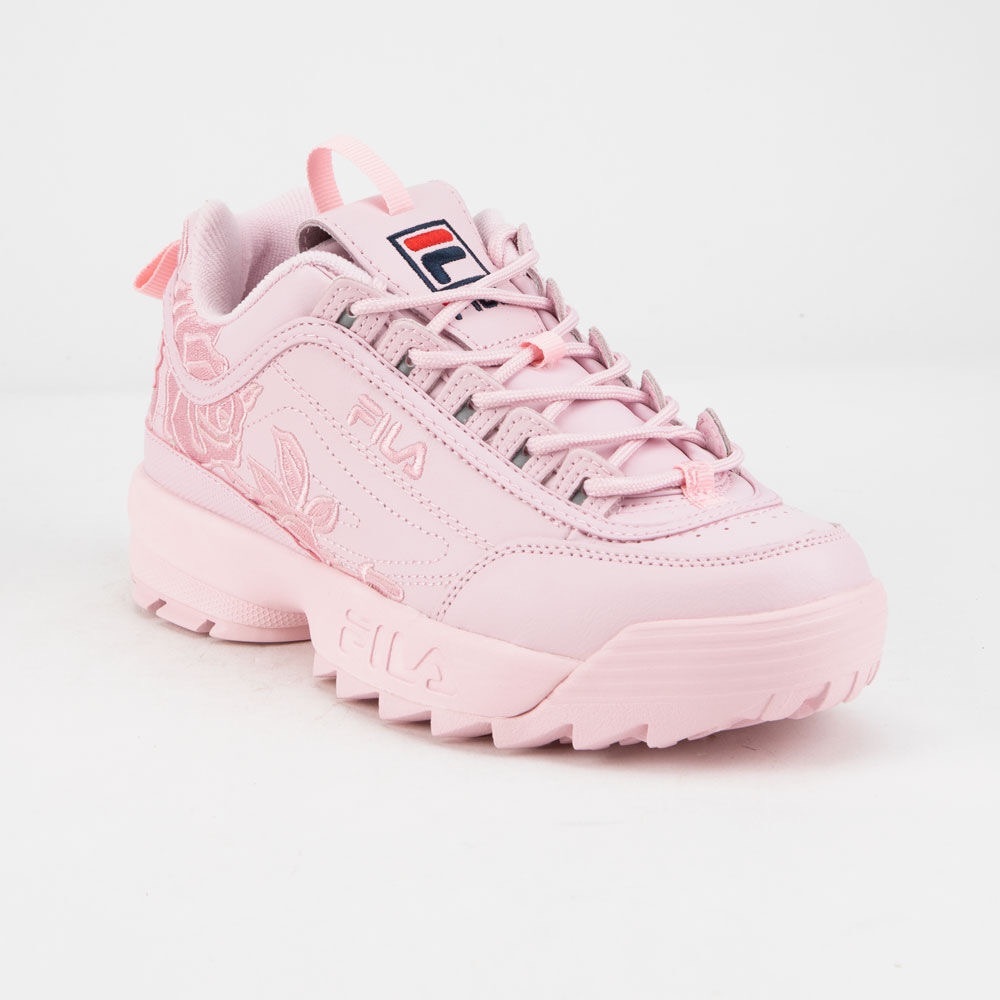 Fila 2 Disruptors, Limited Edition Rose Embroidered, Size Womens US 9